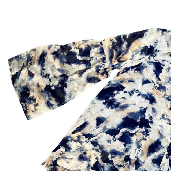 SOLD! Jennifer Lopez | Tie Dye Inspired Bell Long Sleeves Top | Blue | Med - Picture 6 of 11